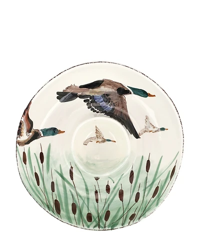 VIETRI Festive Fall Wildlife Mallard Chip N Dip Server