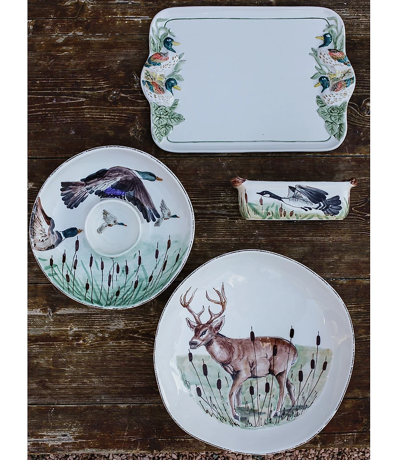 VIETRI Festive Fall Wildlife Mallard Rectangular Platter