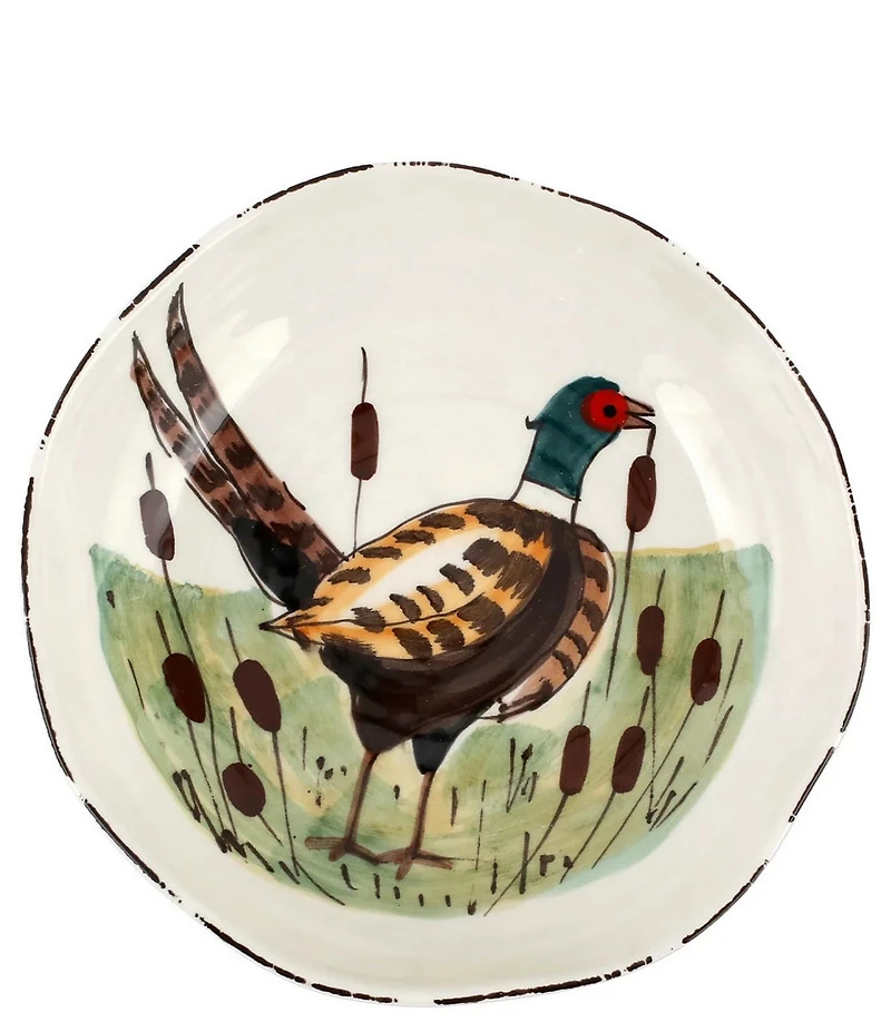 VIETRI Festive Fall Wildlife Pheasant Pasta Bowl