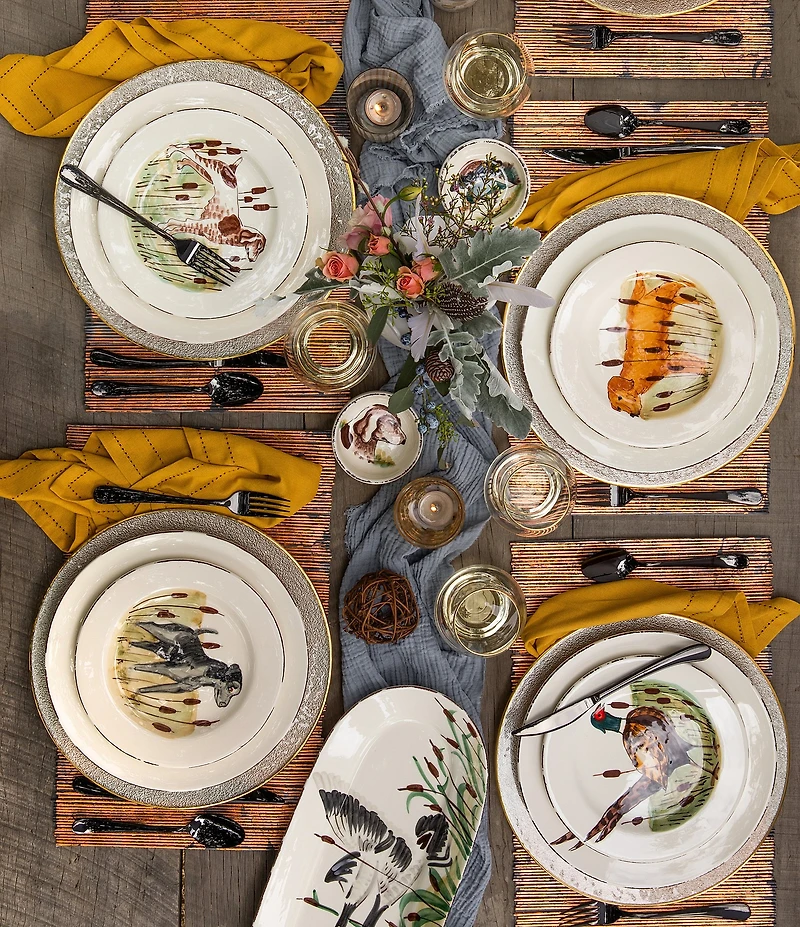 VIETRI Festive Fall Wildlife Spaniel Salad Plate