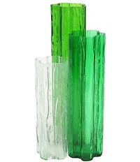 VIETRI Flora Glass Green Vase Trio
