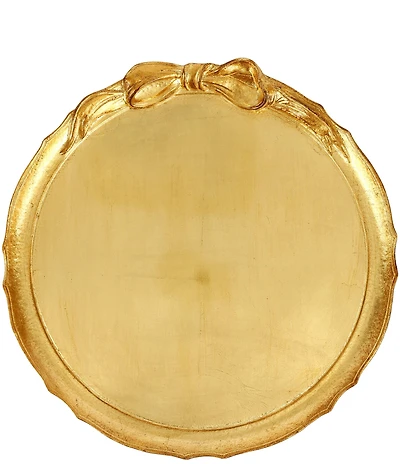 VIETRI Florentine Wooden Accessories Gold Bow Round Tray