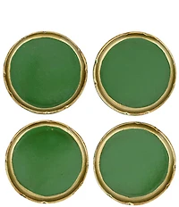 VIETRI Florentine Wooden Accessories Green & Gold Coasters, Set Of 4