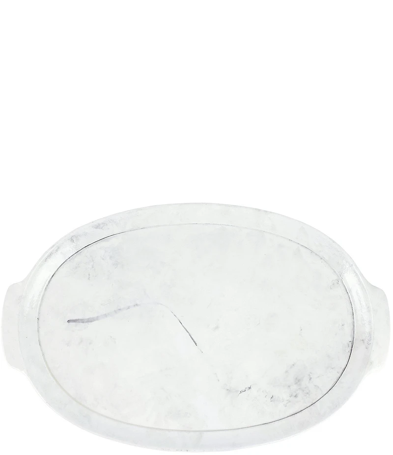 VIETRI Florentine Wooden Accessories Marble Handled Medium Oval Tray