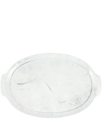 VIETRI Florentine Wooden Accessories Marble Handled Medium Oval Tray