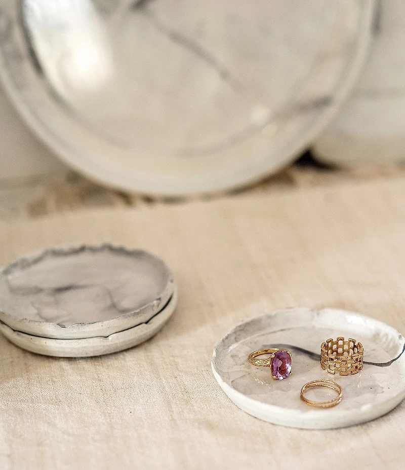 VIETRI Florentine Wooden Accessories Marble Small Round Tray