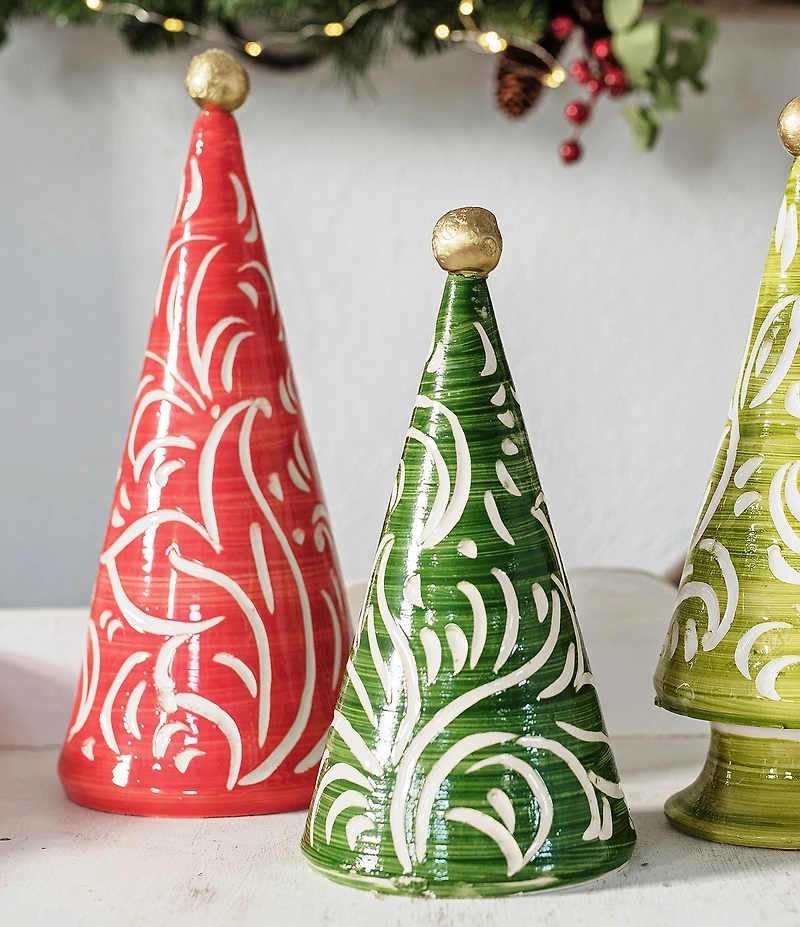 VIETRI Foresta Green Scroll Tree Figurine