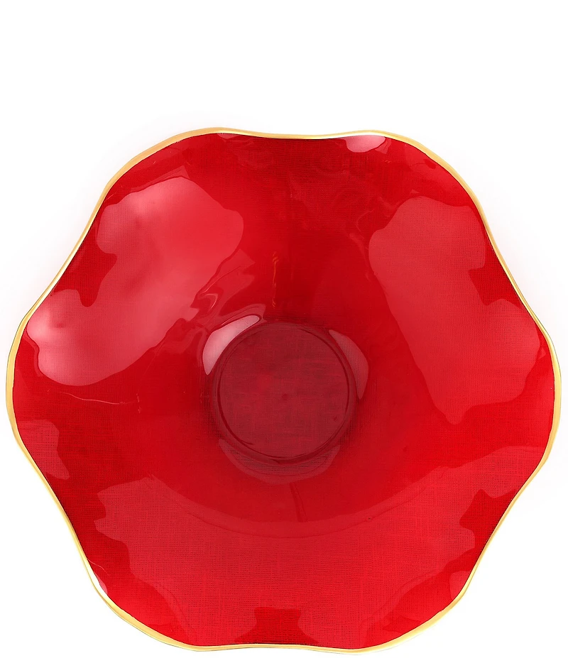 VIETRI Glass Medium Scalloped Serving Bowl