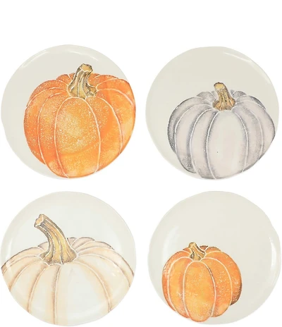 VIETRI Harvest Pumpkin Assorted Salad Plates, Set of 4