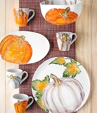 VIETRI Harvest Pumpkin Small Oval Platter with Pumpkin