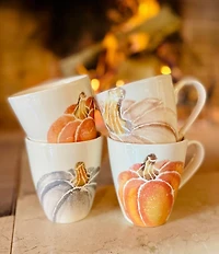 VIETRI Harvest Pumpkins Novelty Assorted Mugs, Set of 4