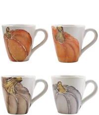 VIETRI Harvest Pumpkins Novelty Assorted Mugs, Set of 4