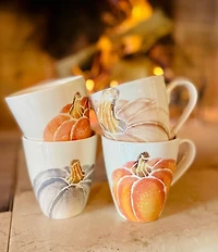 VIETRI Harvest Pumpkins White Medium Pumpkin Mug