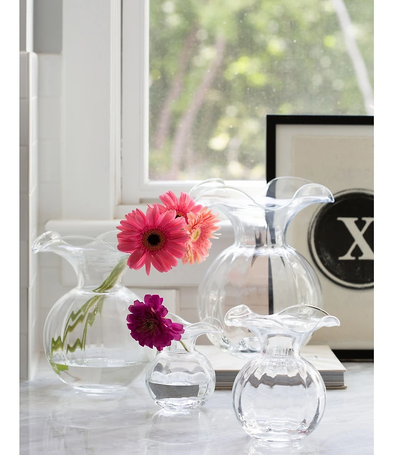 VIETRI Hibiscus Clear Large Fluted Vase