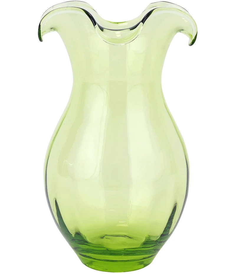 VIETRI Hibiscus Collection Glass Vertical Fluted Vase