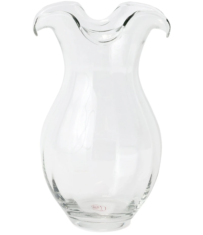 VIETRI Hibiscus Collection Glass Vertical Fluted Vase