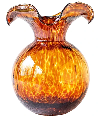 VIETRI Hibiscus Glass Tortoise Shell Fluted Vase