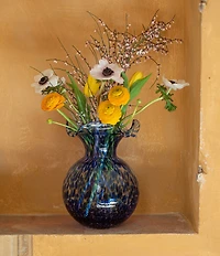 VIETRI Hibiscus Glass Tortoiseshell Small Fluted Vase