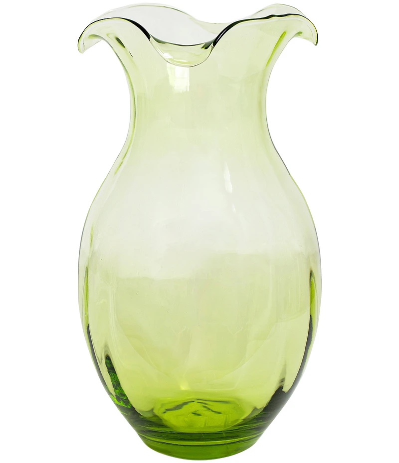 VIETRI Hibiscus Glass Vertical Fluted Sculptural Vase