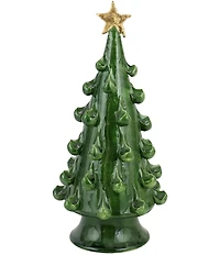 VIETRI Holiday Foresta Collection Medium Green Christmas Tree with Gold Star Figurine