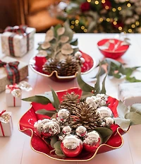 VIETRI Holiday Glass Medium Ruffled Bowl
