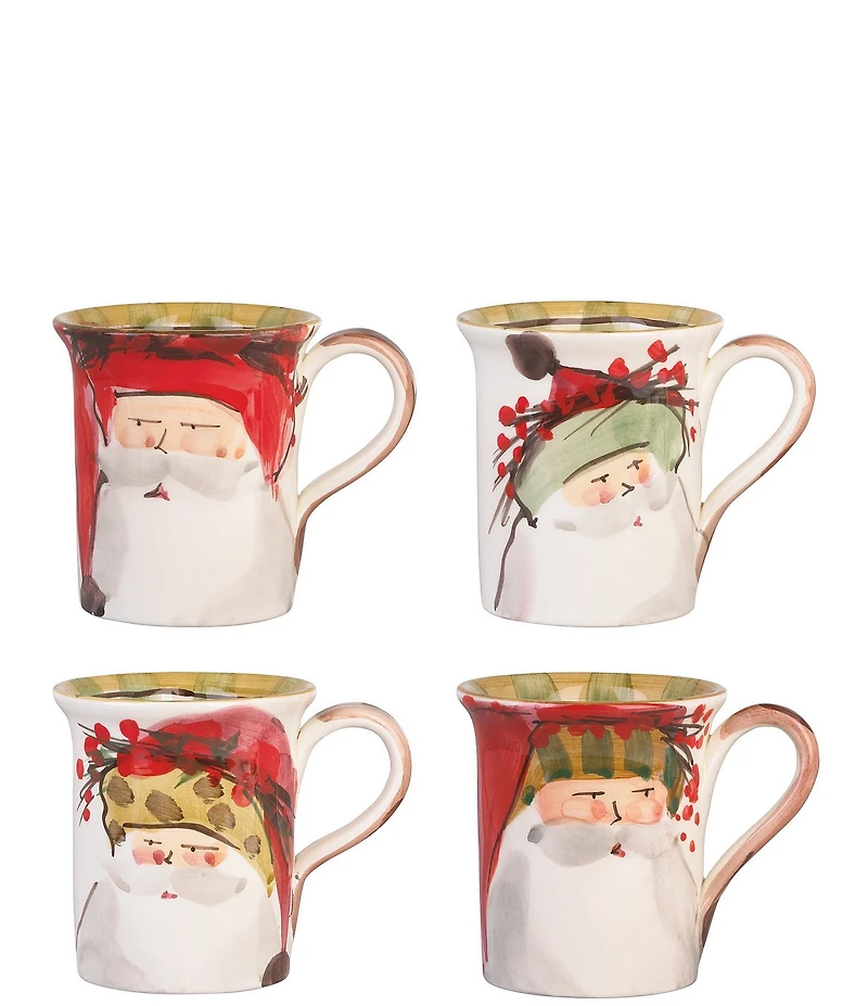 VIETRI Holiday Old St. Nick Assorted Mugs, Set of 4