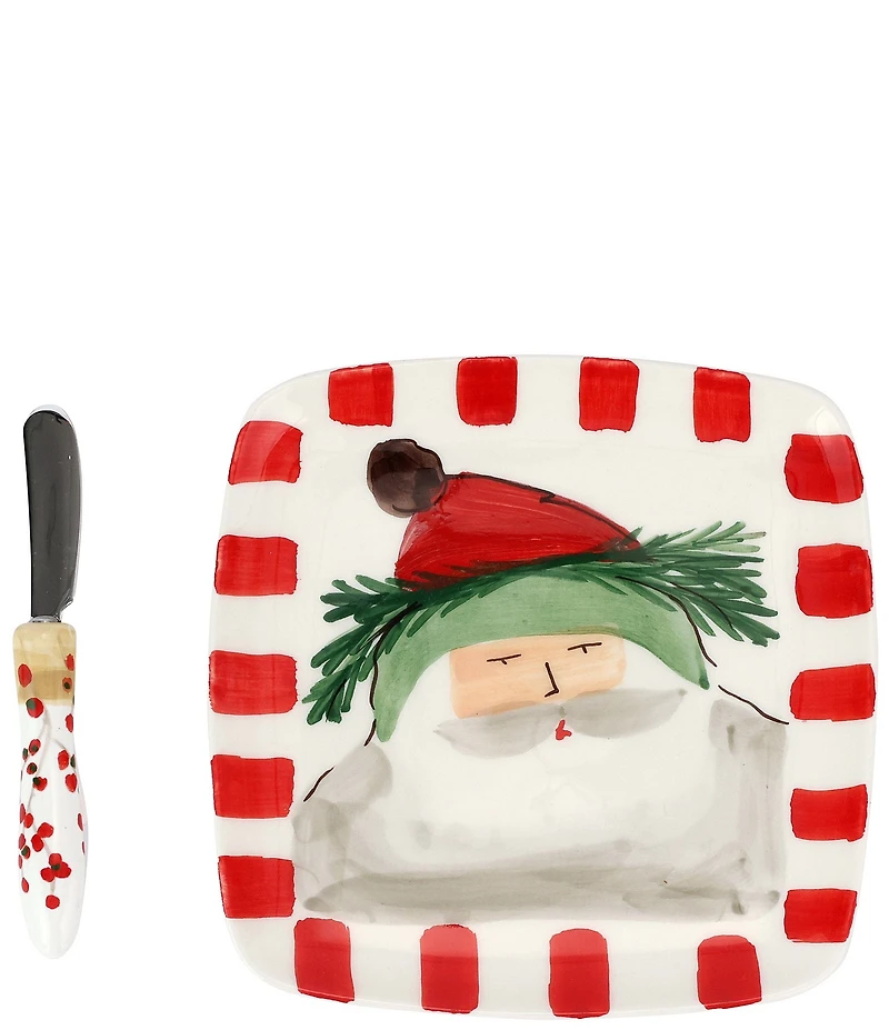 VIETRI Holiday Old St. Nick Square Plate with Spreader