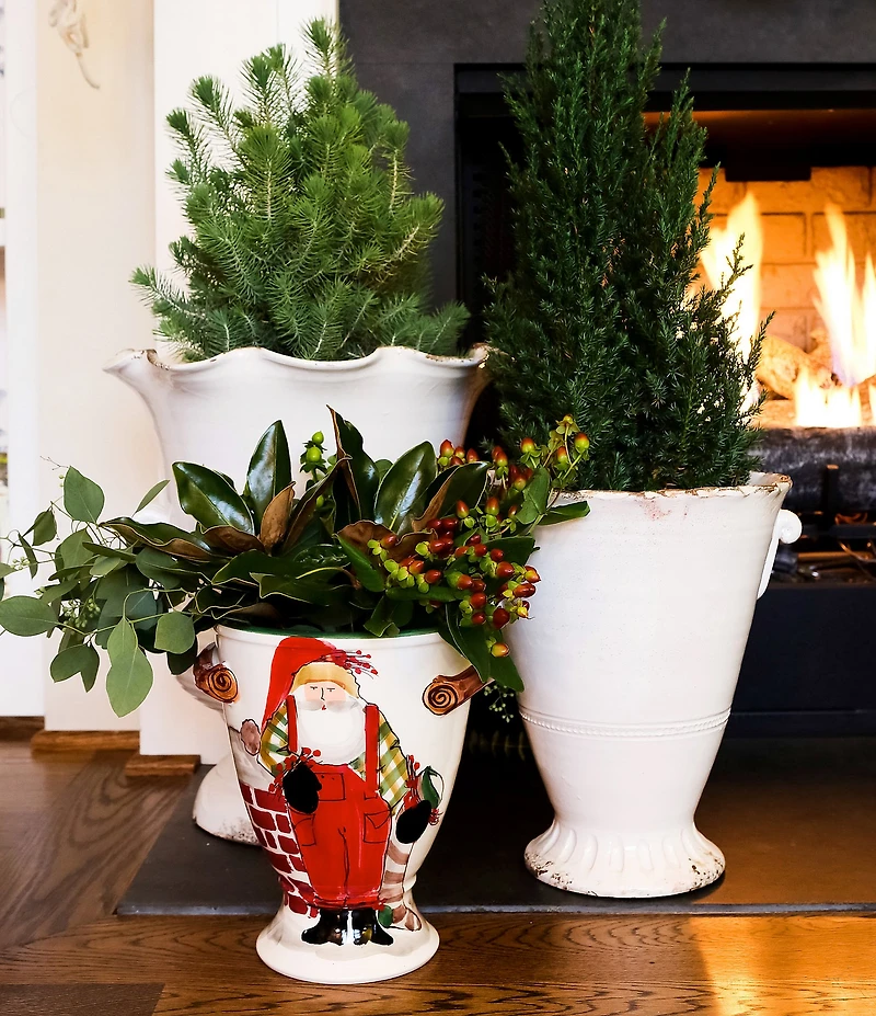 VIETRI Holiday Old St. Nick with Chimney & Stocking Footed Decor