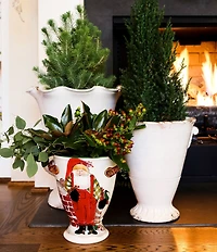 VIETRI Holiday Old St. Nick with Chimney & Stocking Footed Decor