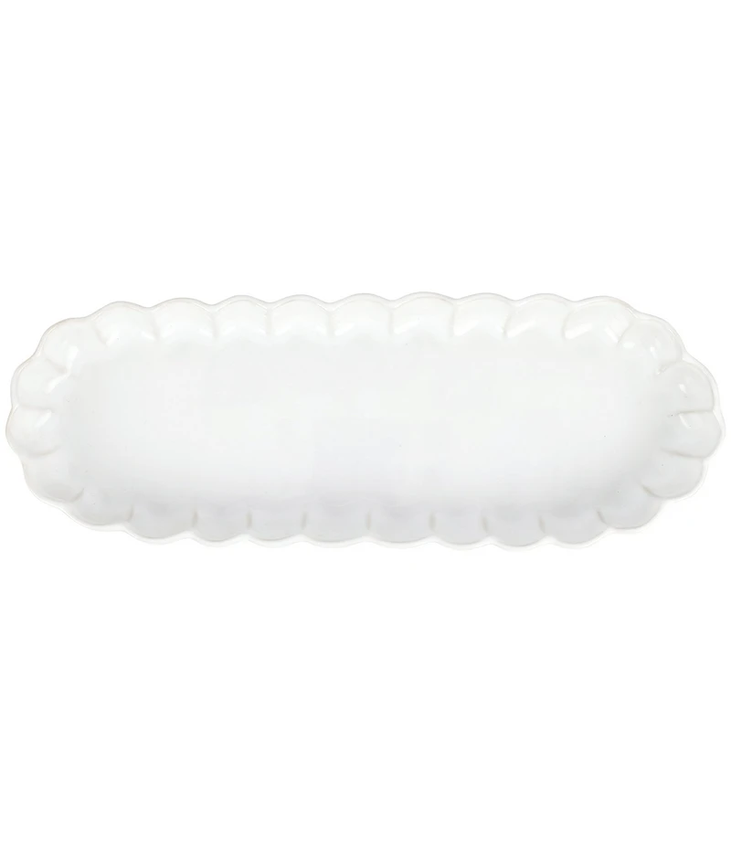 VIETRI Incanto Stone White Ruffle Oval Tray