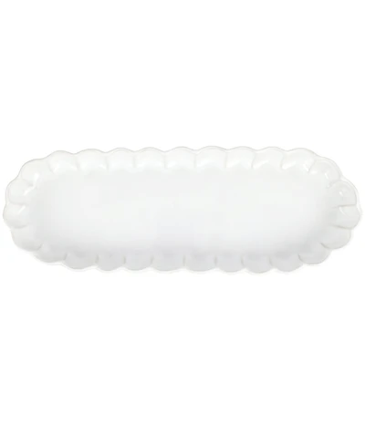 VIETRI Incanto Stone White Ruffle Oval Tray