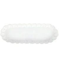 VIETRI Incanto Stone White Ruffle Oval Tray