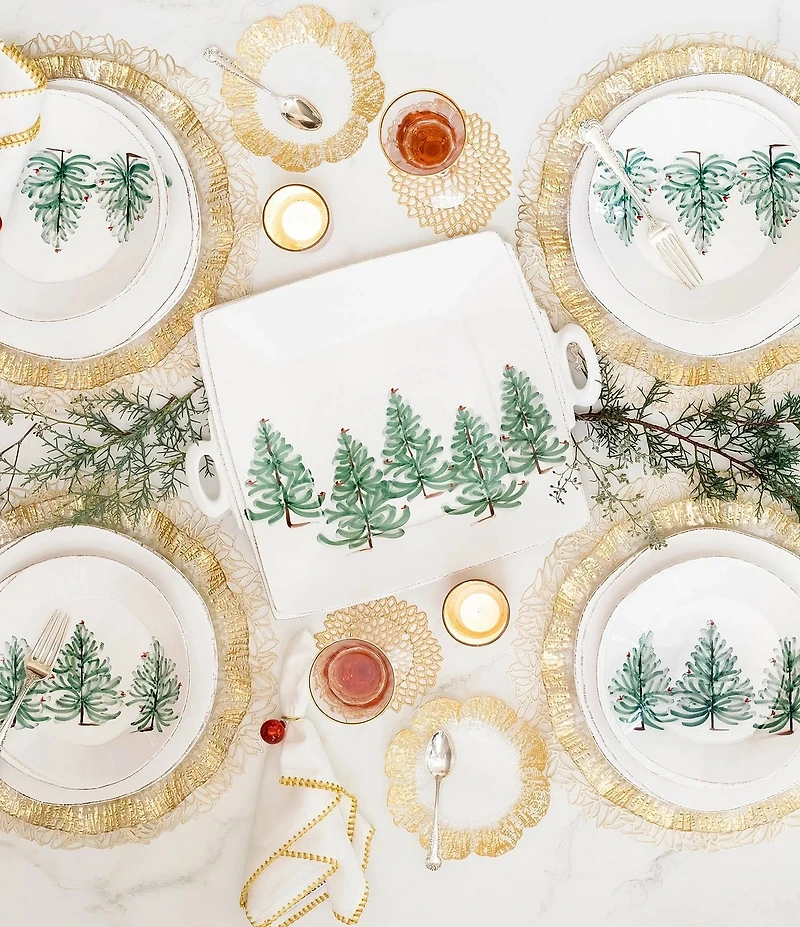 VIETRI Lastra Holiday Christmas Tree European Dinner Plate