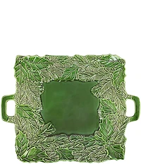 VIETRI Lastra Holiday Green Figural Handled Square Platter