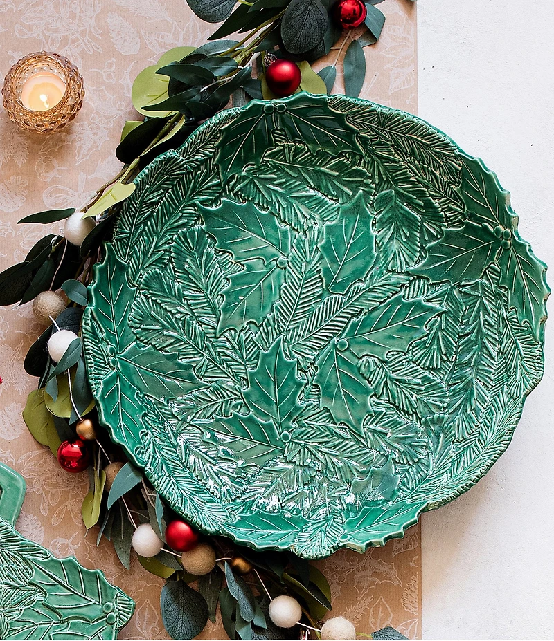VIETRI Lastra Holiday Green Figural Shallow Bowl