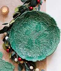 VIETRI Lastra Holiday Green Figural Shallow Bowl
