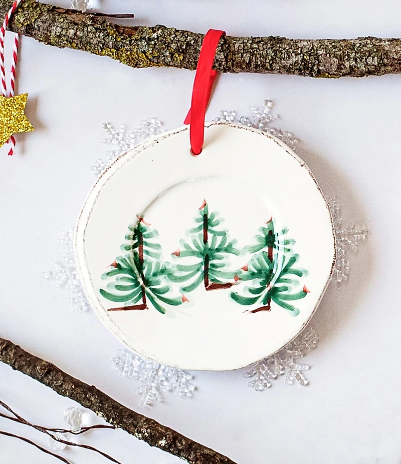 VIETRI Lastra Holiday Round Ornament