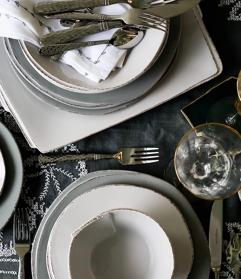 VIETRI Lastra White Handled Square Platter