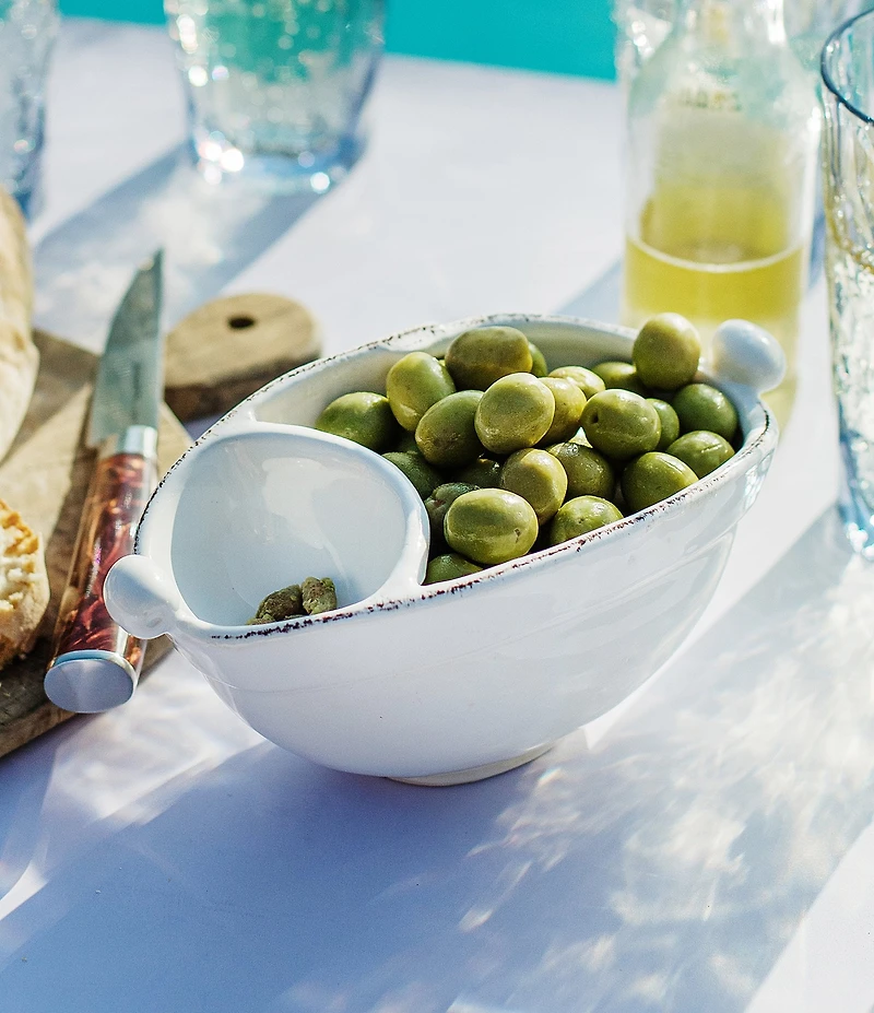 VIETRI Lastra White Two-Part Olive Bowl