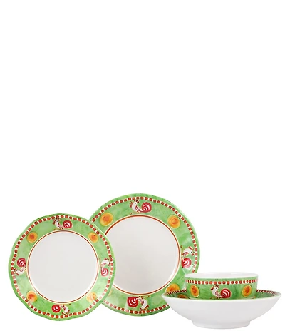 VIETRI Melamine Campagna Chicken Gallina Print 4-Piece Place Setting Set