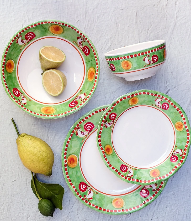 VIETRI Melamine Campagna Chicken Gallina Print 4-Piece Place Setting Set
