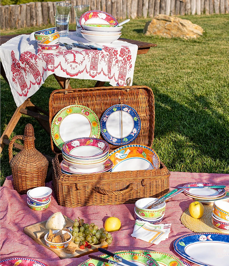 VIETRI Melamine Campagna Chicken Gallina Print 4-Piece Place Setting Set