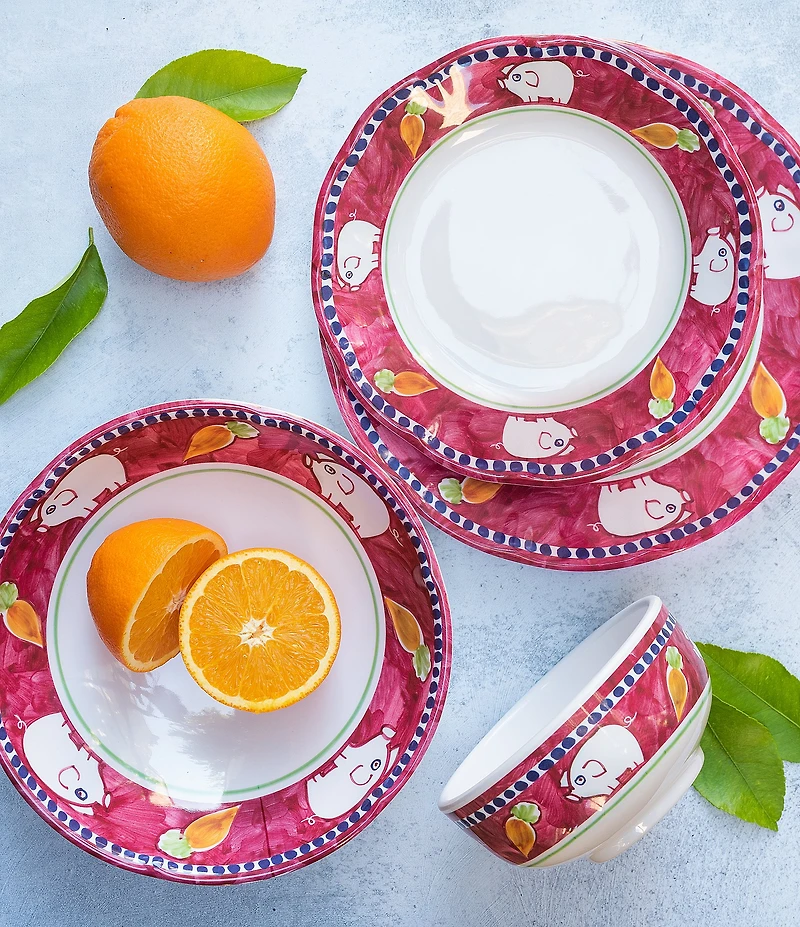 VIETRI Melamine Campagna Porco Pig Print 4-Piece Place Setting