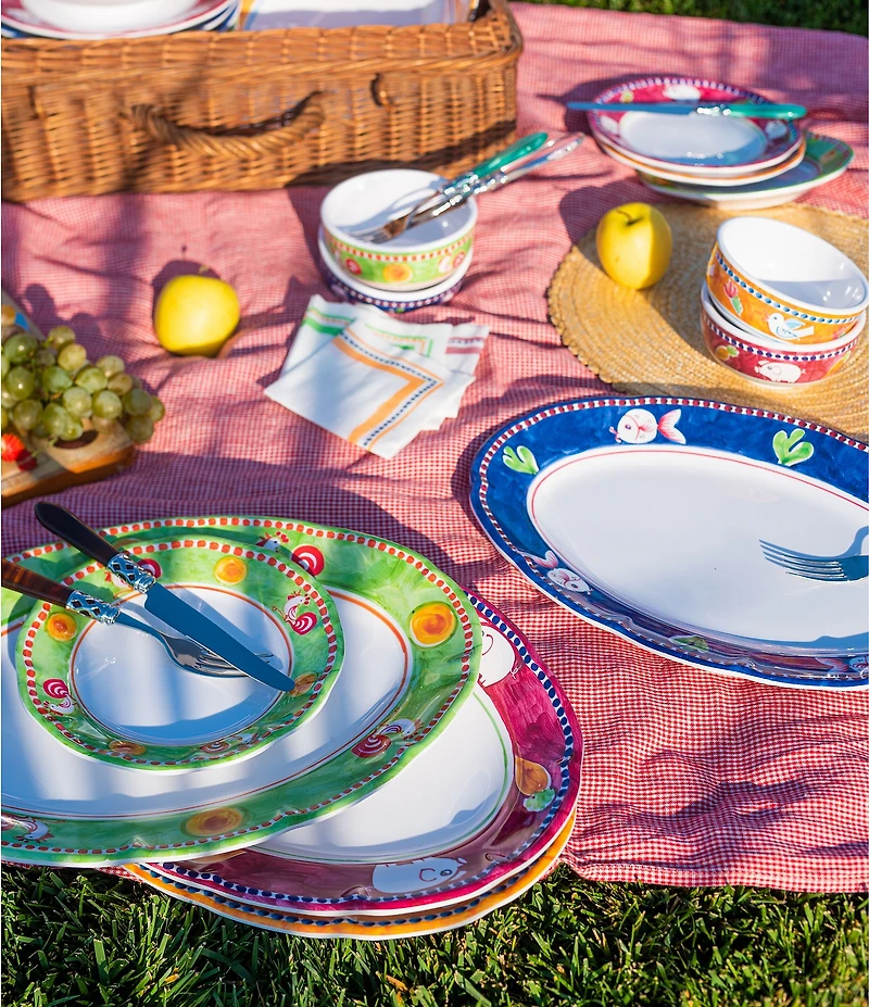 VIETRI Melamine Campagna Porco Pig Print Dinner Plate