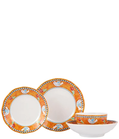 VIETRI Melamine Campagna Uccello 4-Piece Place Setting Set