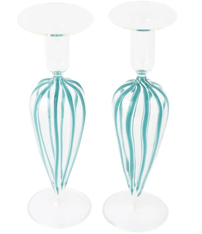 VIETRI Nuovo Stripe Sculptural Candlesticks, Set of 2
