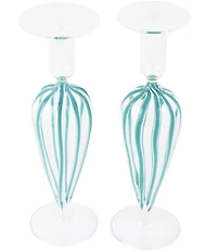 VIETRI Nuovo Stripe Candlesticks - Set of 2