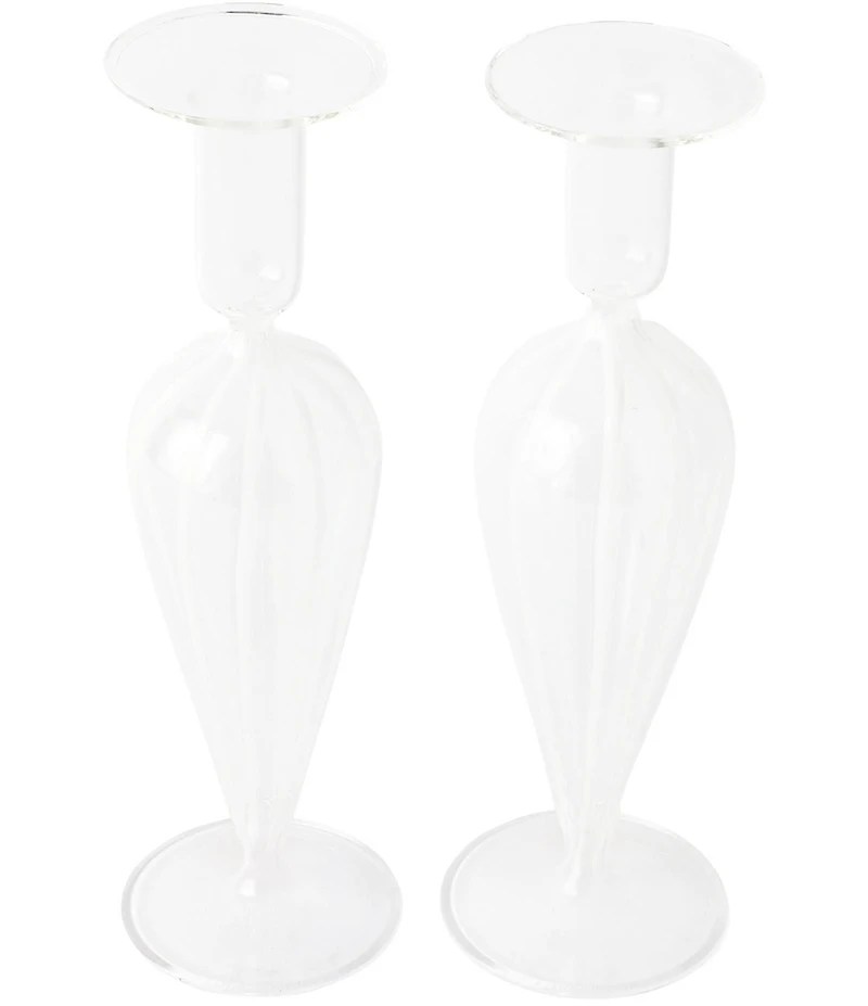 VIETRI Nuovo Stripe Sculptural Candlesticks, Set of 2