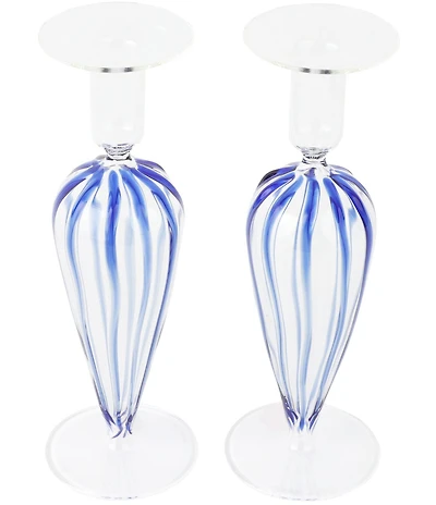 VIETRI Nuovo Stripe Candlesticks - Set of 2