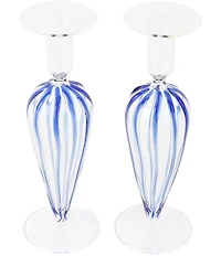 VIETRI Nuovo Stripe Candlesticks - Set of 2